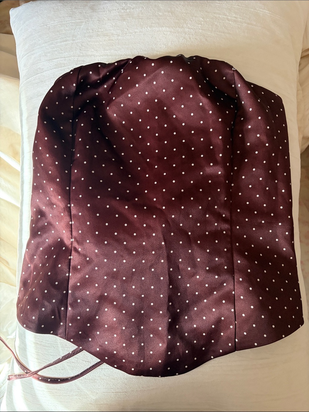 Princess Polly Wine Polka Dot Satin Corset